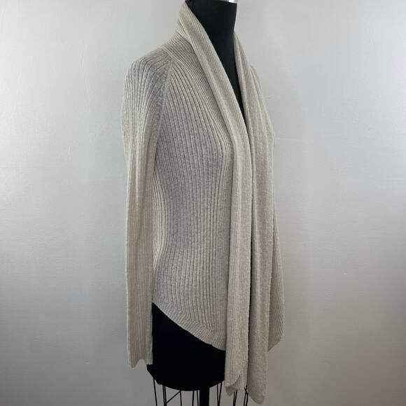 AllSaints Addie Cardigan Beige Wool-Alpaca Blend Shawl Collar Ribbed Knit S - Picture 3 of 10